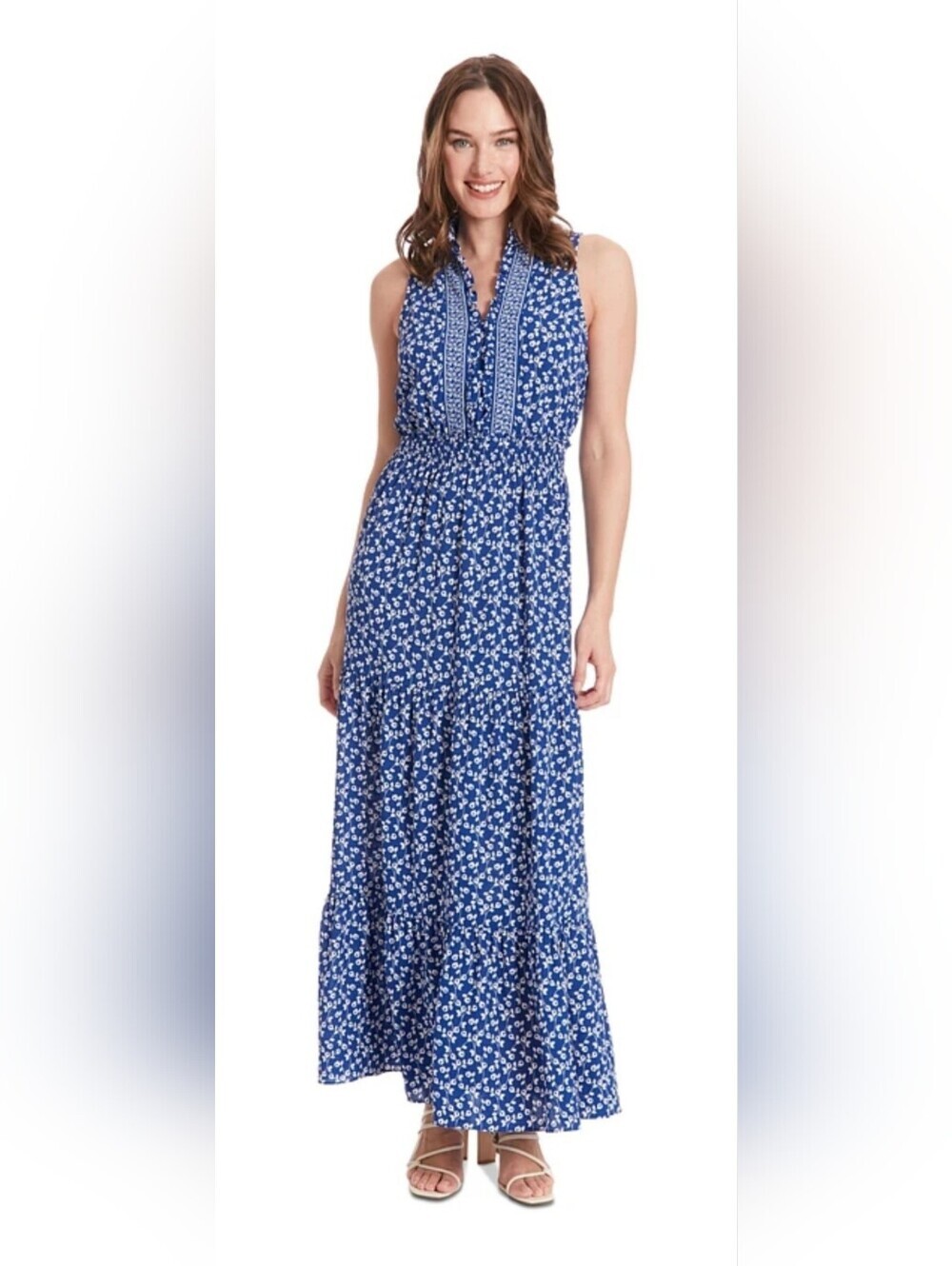 London Times Floral Smocked Waist Maxi Dress. Size 12